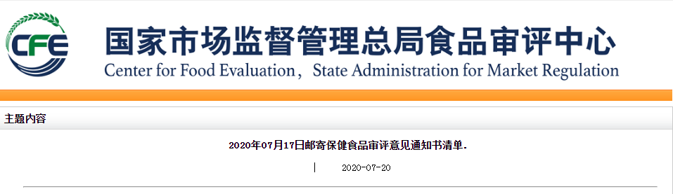 保健食品审评意见通知书清单